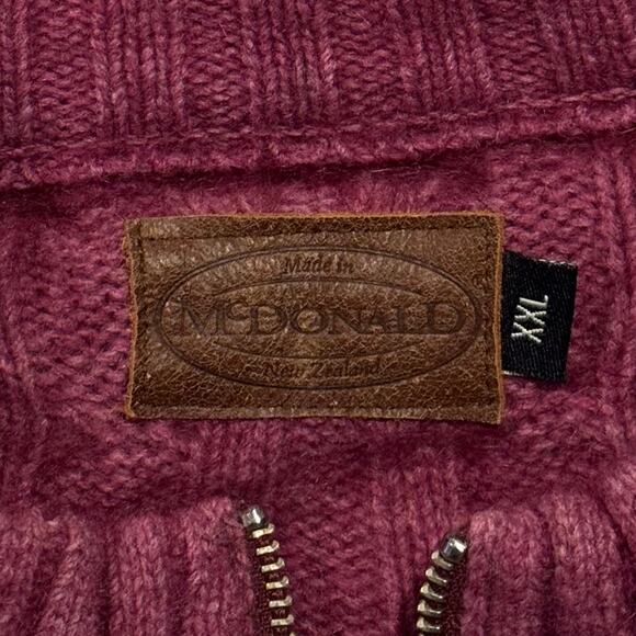 McDonald Cardigan Cable Knit Possum Fur Lambswool New Zealand Academia Zip XXL - Picture 3 of 8